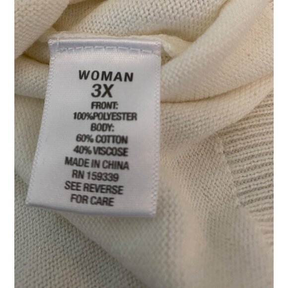 Roz & Ali Embellished Ivory Cardigan Sweater Faux Pearl Detail 3X - Picture 5 of 11